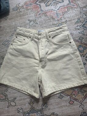 Zara a line cream denim high waisted shorts